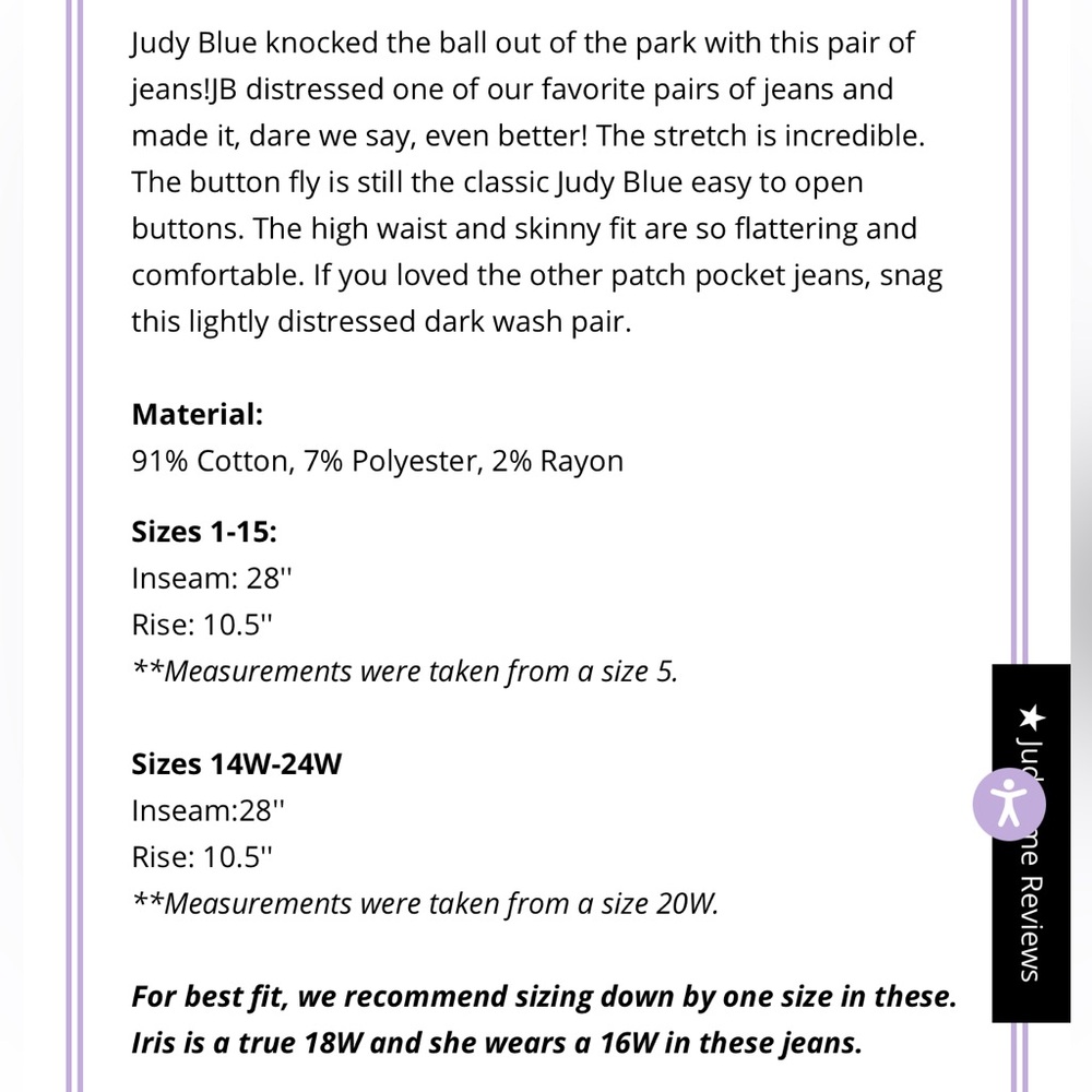 Judy Blue Manchester High Waisted Button Fly Skinny Jeans - Picture 3 of 9